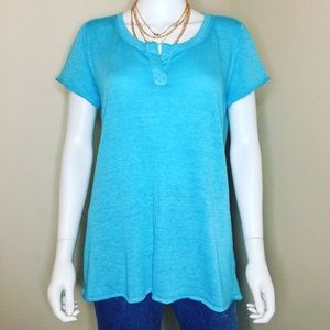 Calvin Klein comfy tee shirt blouse blue green top